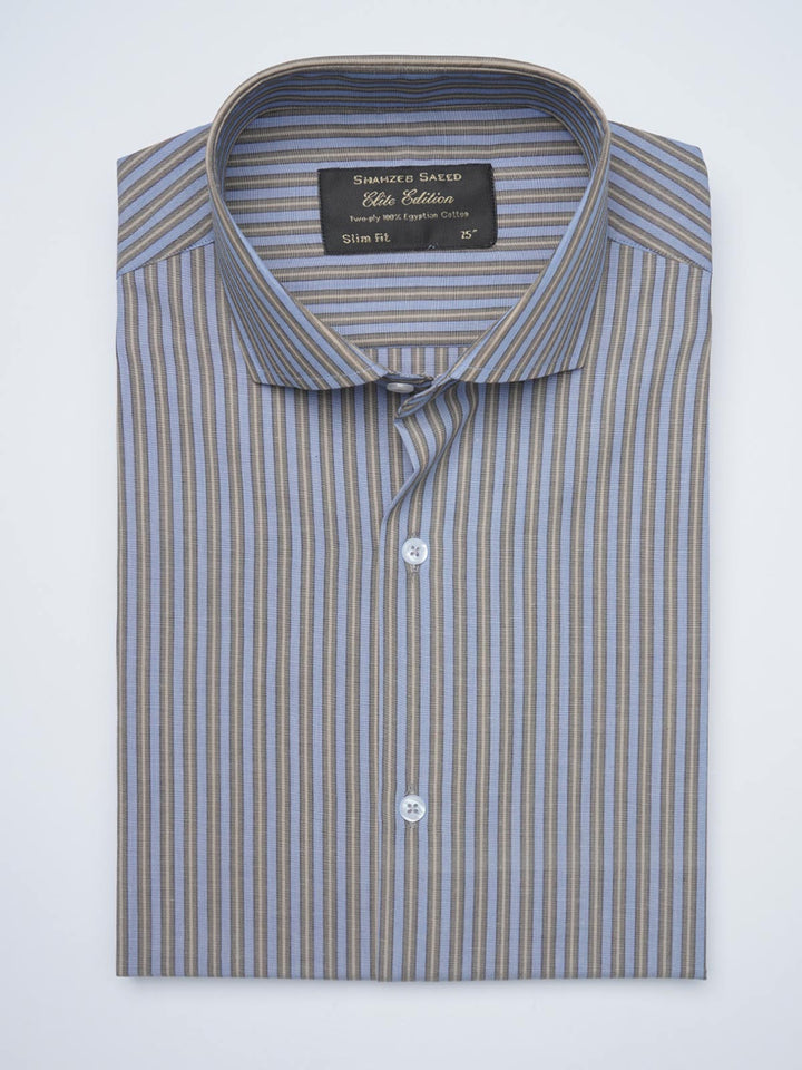 Blue & Yellow Self Striped, Elite Edition, Cutaway Collar Men’s Formal Shirt (FS-1505)