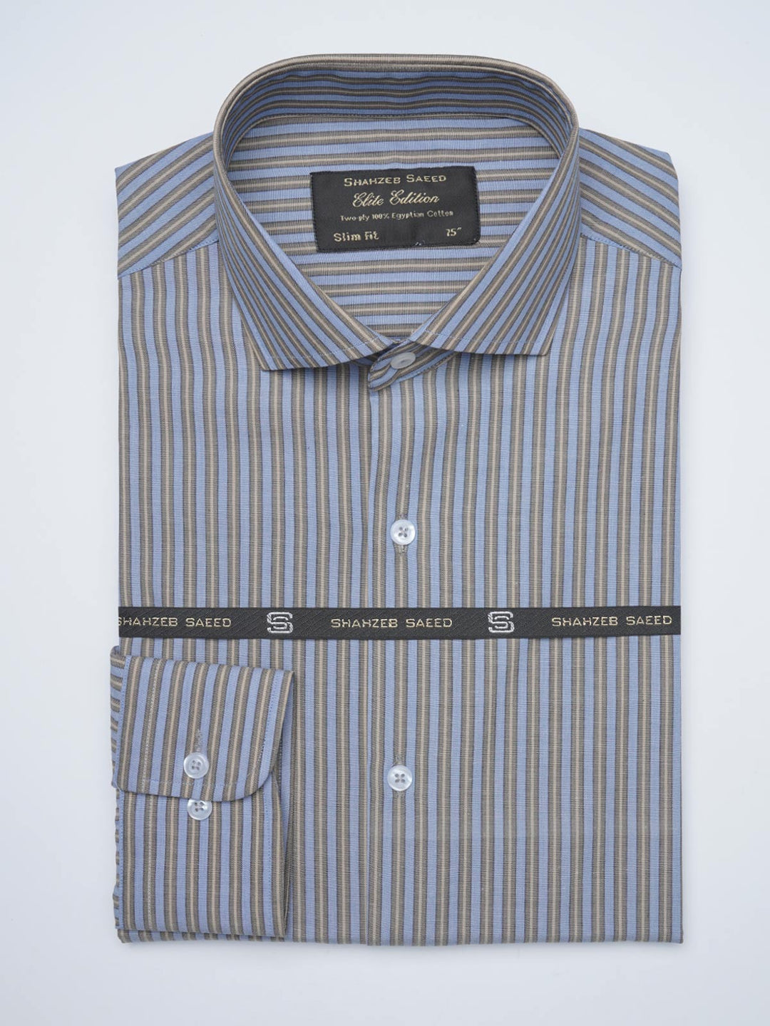 Blue & Yellow Self Striped, Elite Edition, Cutaway Collar Men’s Formal Shirt (FS-1505)