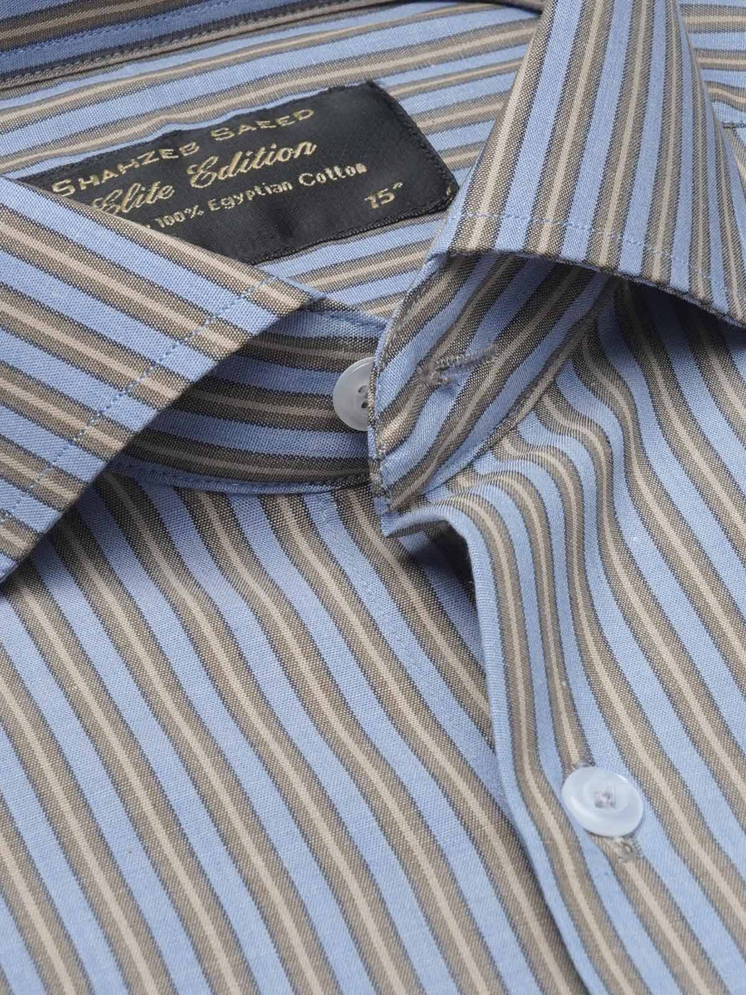 Blue & Yellow Self Striped, Elite Edition, Cutaway Collar Men’s Formal Shirt (FS-1505)