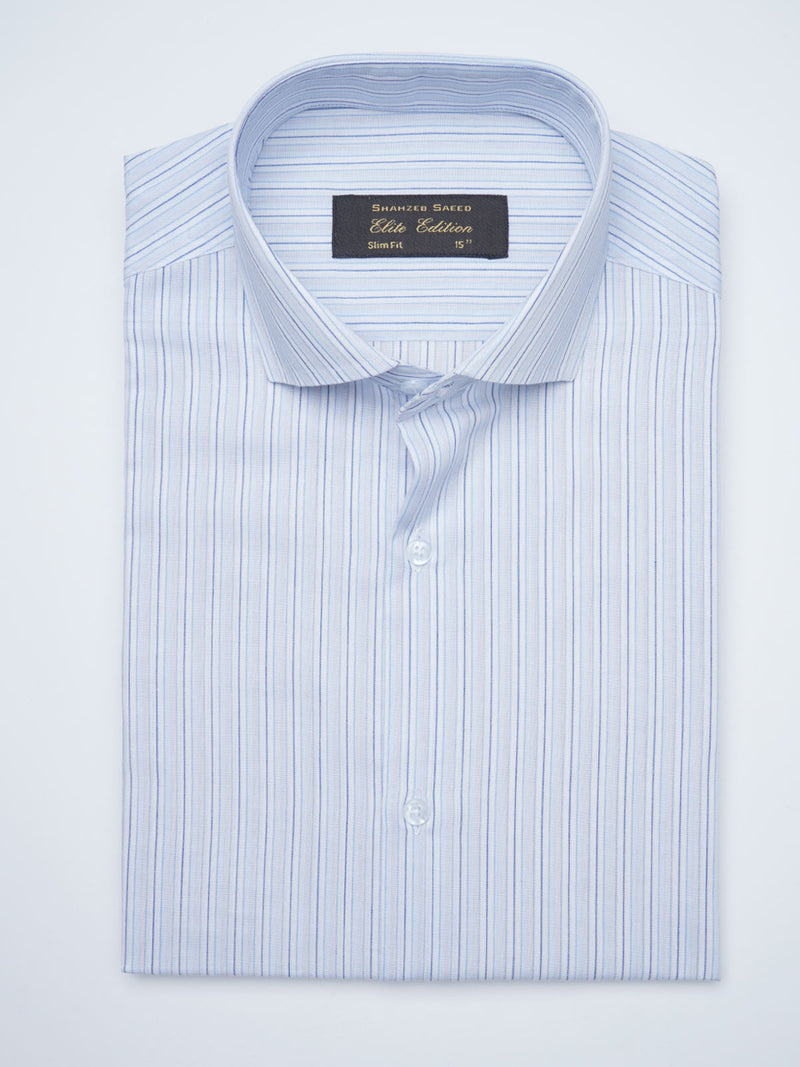 Light Blue Self Striped, Elite Edition, Cutaway Collar Men’s Formal Shirt (FS-1506)