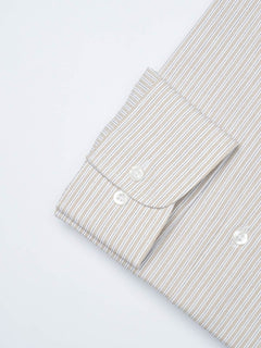 Light Brown Self Striped, Elite Edition, Cutaway Collar Men’s Formal Shirt (FS-1507)