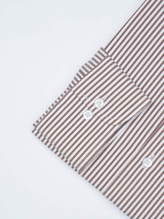 Brown & White Self Striped, Elite Edition, Cutaway Collar Men’s Formal Shirt (FS-1515)
