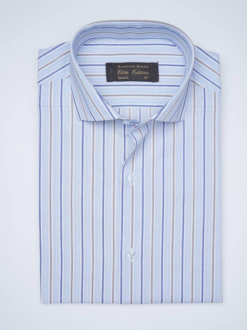 Blue Self Striped, Elite Edition, Cutaway Collar Men’s Formal Shirt (FS-1516)