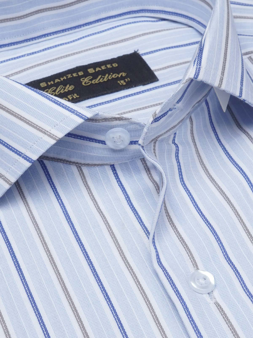 Blue Self Striped, Elite Edition, Cutaway Collar Men’s Formal Shirt (FS-1516)