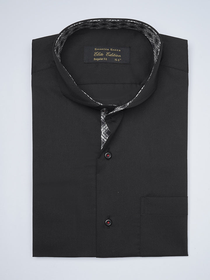 Black Plain, Elite Edition, Cutaway Collar Men’s Designer Formal Shirt (FS-1519)