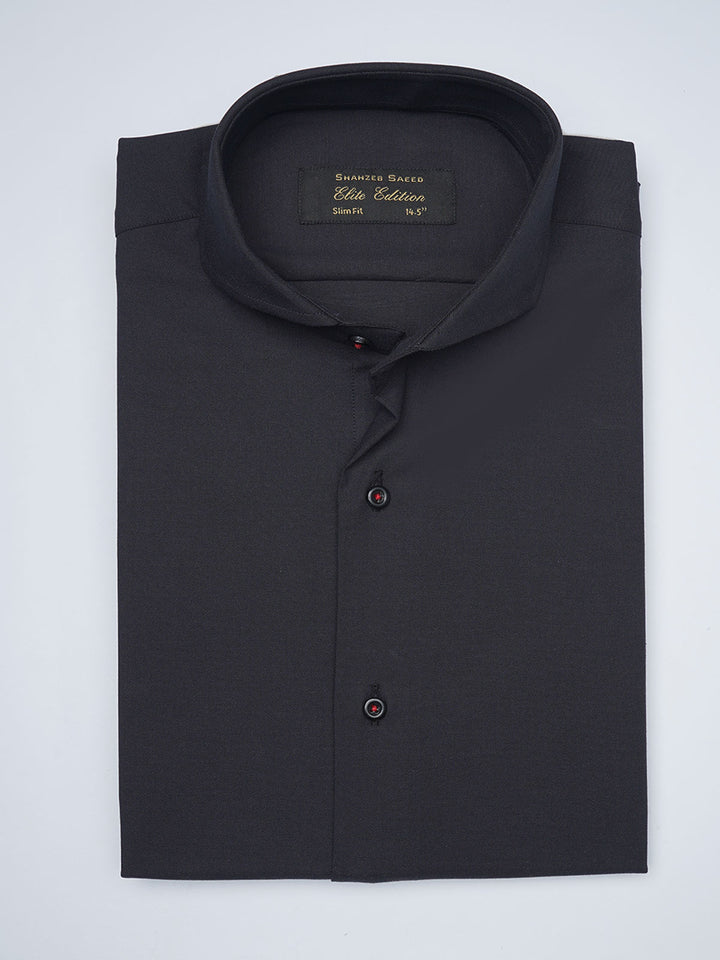 Black Plain, Elite Edition, Cutaway Collar Men’s Formal Shirt (FS-1520)