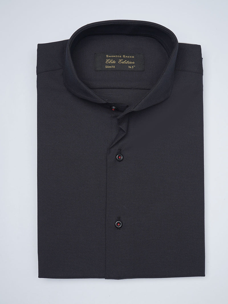 Black Plain, Elite Edition, Cutaway Collar Men’s Designer Formal Shirt (FS-1520)