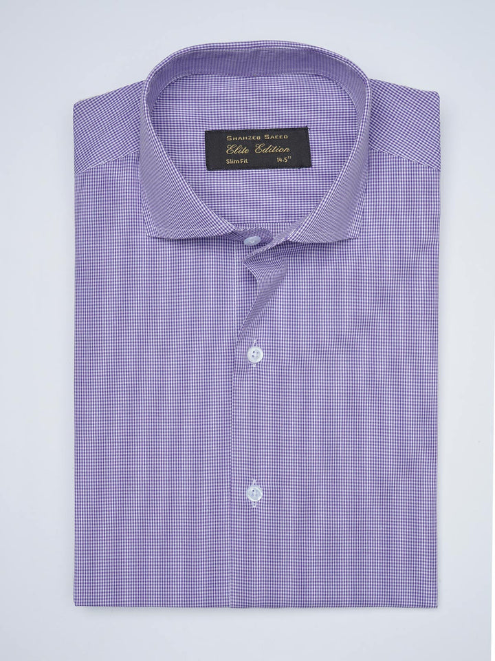 Purple Micro Checkered, Elite Edition, Cutaway Collar Men’s Formal Shirt  (FS-1521)