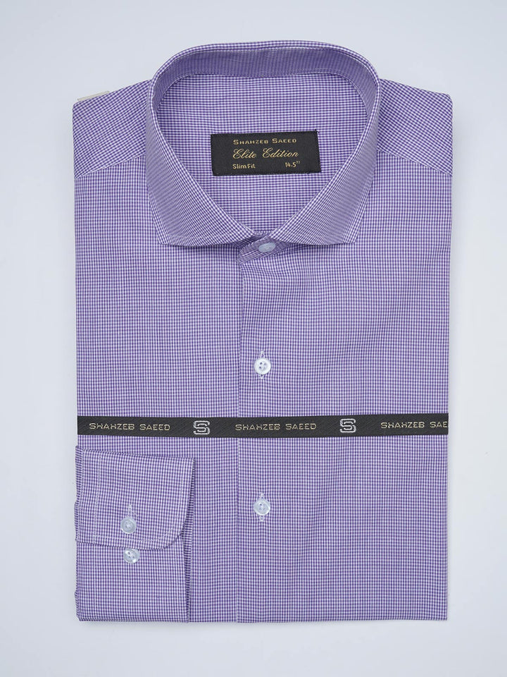 Purple Micro Checkered, Elite Edition, Cutaway Collar Men’s Formal Shirt  (FS-1521)