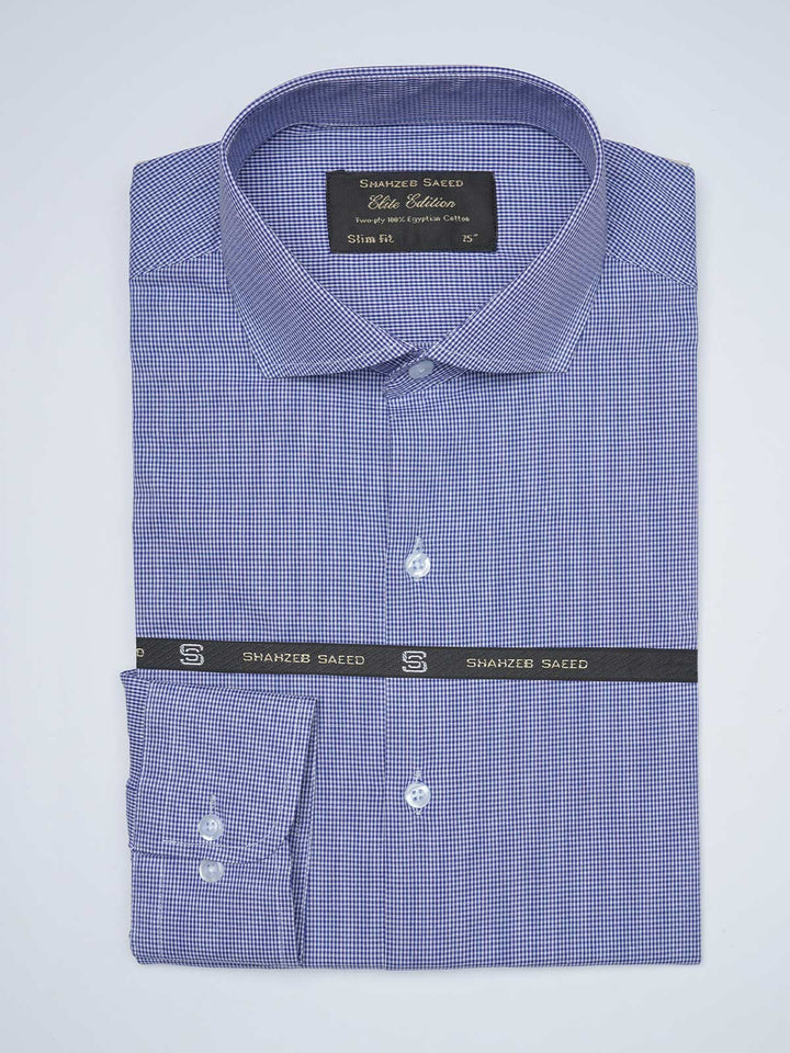 Blue Micro Checkered, Elite Edition, Cutaway Collar Men’s Formal Shirt  (FS-1522)