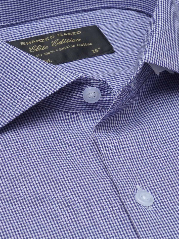 Blue Micro Checkered, Elite Edition, Cutaway Collar Men’s Formal Shirt  (FS-1522)