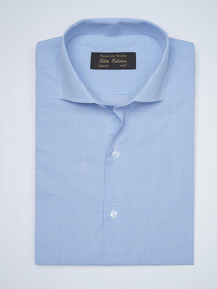 Light Blue Micro Checkered, Elite Edition, Cutaway Collar Men’s Formal Shirt  (FS-1523)