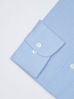 Light Blue Micro Checkered, Elite Edition, Cutaway Collar Men’s Formal Shirt  (FS-1523)