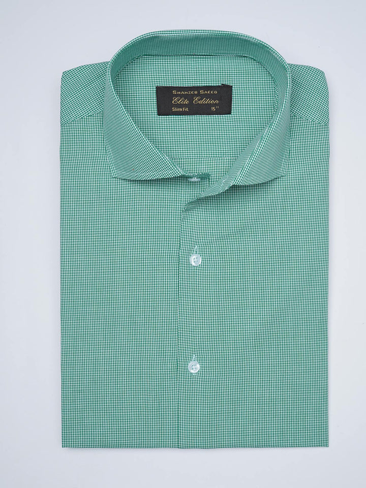 Green Micro Checkered, Elite Edition, Cutaway Collar Men’s Formal Shirt  (FS-1524)