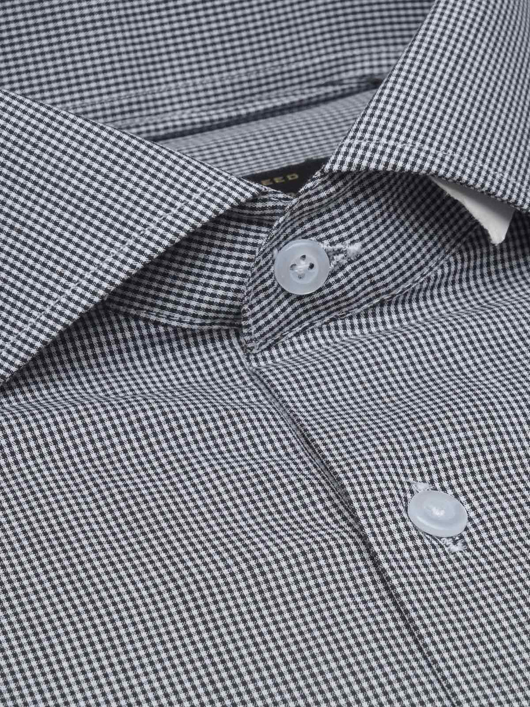 Black Micro Checkered, Elite Edition, Cutaway Collar Men’s Formal Shirt  (FS-1525)