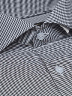 Black Micro Checkered, Elite Edition, Cutaway Collar Men’s Formal Shirt  (FS-1525)