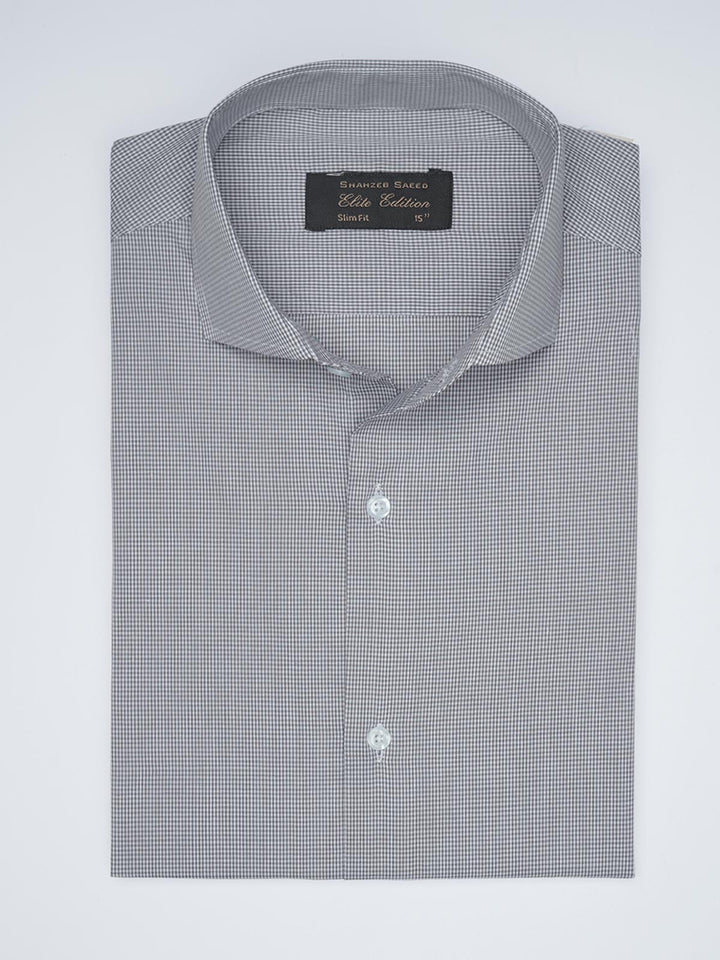 Grey Micro Checkered, Elite Edition, Cutaway Collar Men’s Formal Shirt  (FS-1526)