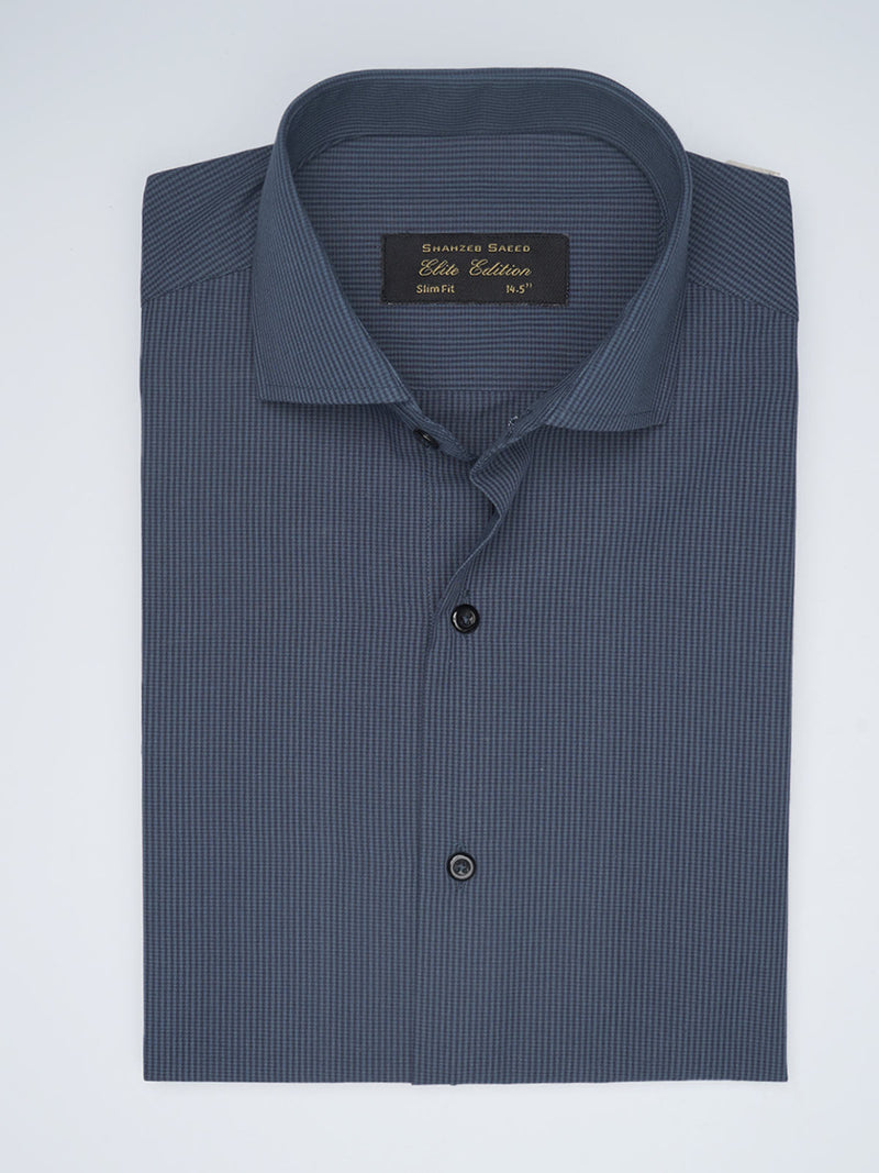 Blue Micro Checkered, Elite Edition, Cutaway Collar Men’s Formal Shirt  (FS-1527)