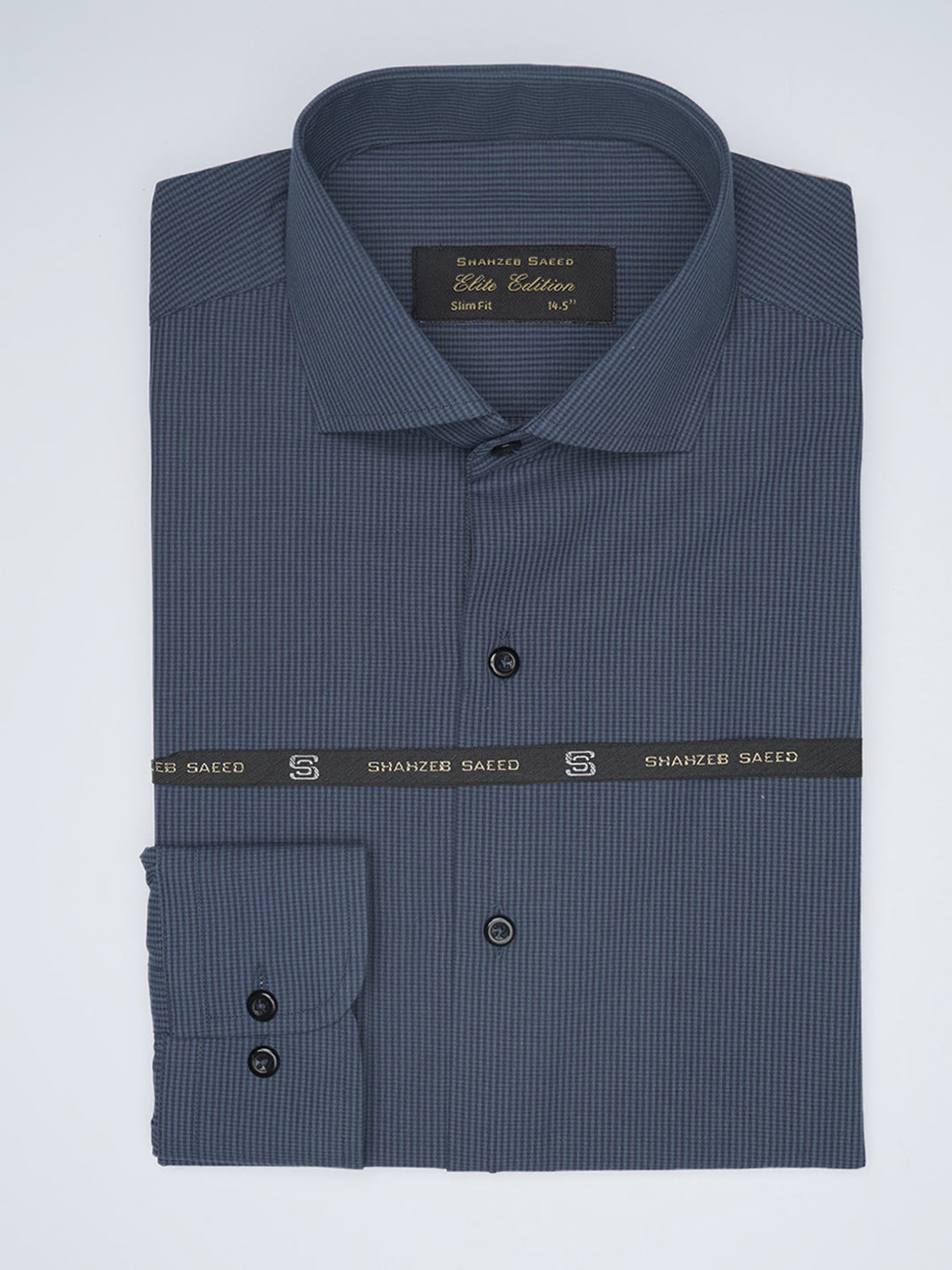 Blue Micro Checkered, Elite Edition, Cutaway Collar Men’s Formal Shirt  (FS-1527)