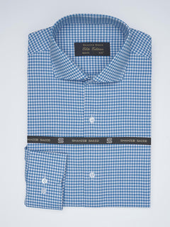 Blue Micro Checkered, Elite Edition, Cutaway Collar Men’s Formal Shirt  (FS-1537)
