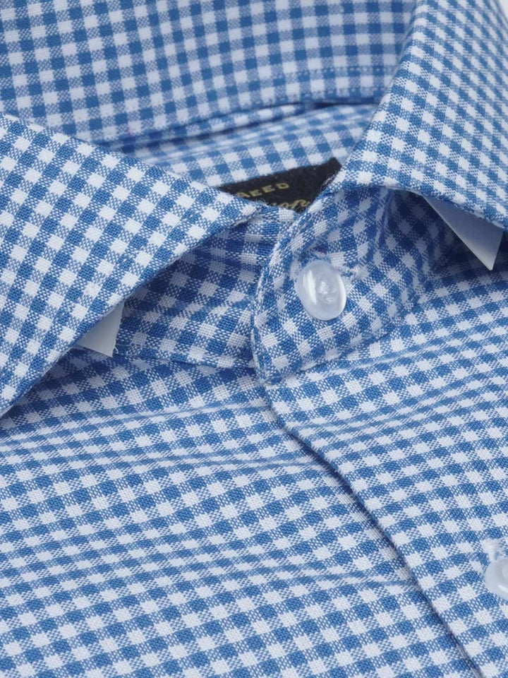 Blue Micro Checkered, Elite Edition, Cutaway Collar Men’s Formal Shirt  (FS-1537)