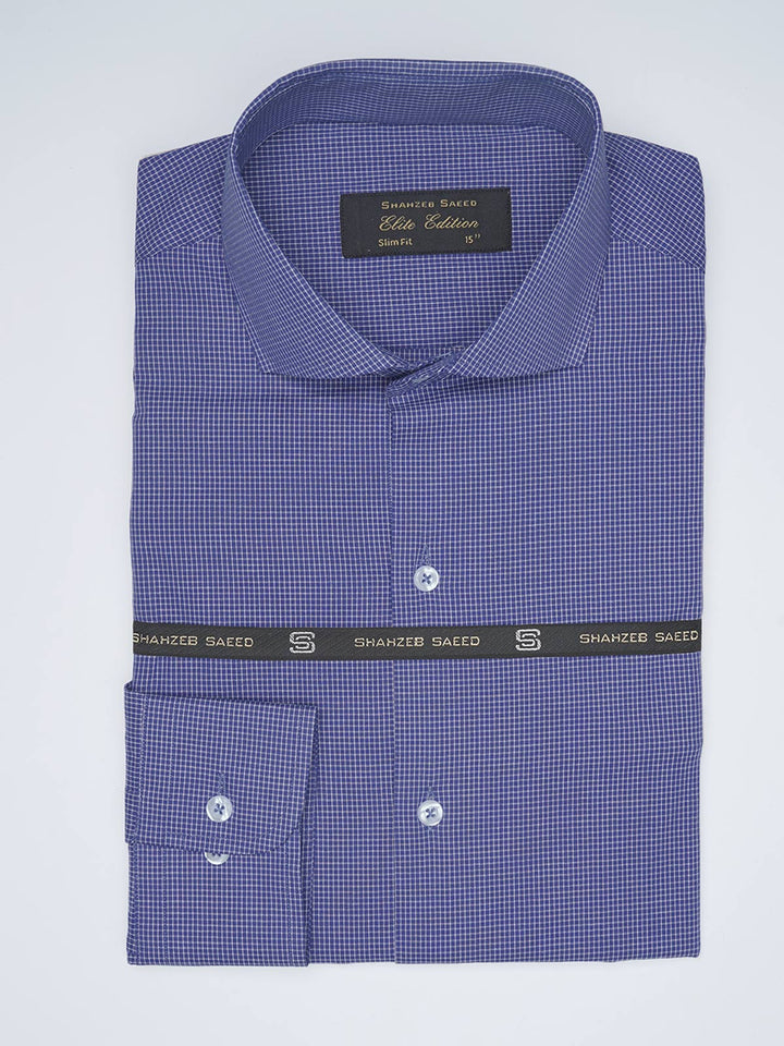 Dark Blue Micro Checkered, Elite Edition, Cutaway Collar Men’s Formal Shirt  (FS-1539)