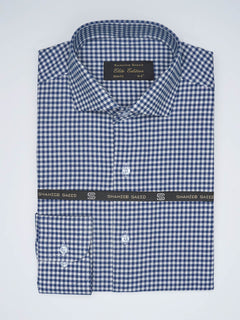 Dark Blue Micro Checkered, Elite Edition, Cutaway Collar Men’s Formal Shirt  (FS-1540)
