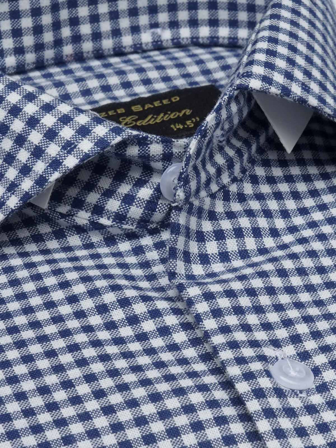 Dark Blue Micro Checkered, Elite Edition, Cutaway Collar Men’s Formal Shirt  (FS-1540)