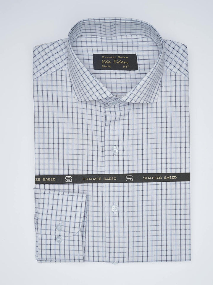 Navy Blue Checkered, Elite Edition, Cutaway Collar Men’s Formal Shirt  (FS-1541)