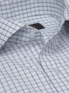 Navy Blue Checkered, Elite Edition, Cutaway Collar Men’s Formal Shirt  (FS-1541)