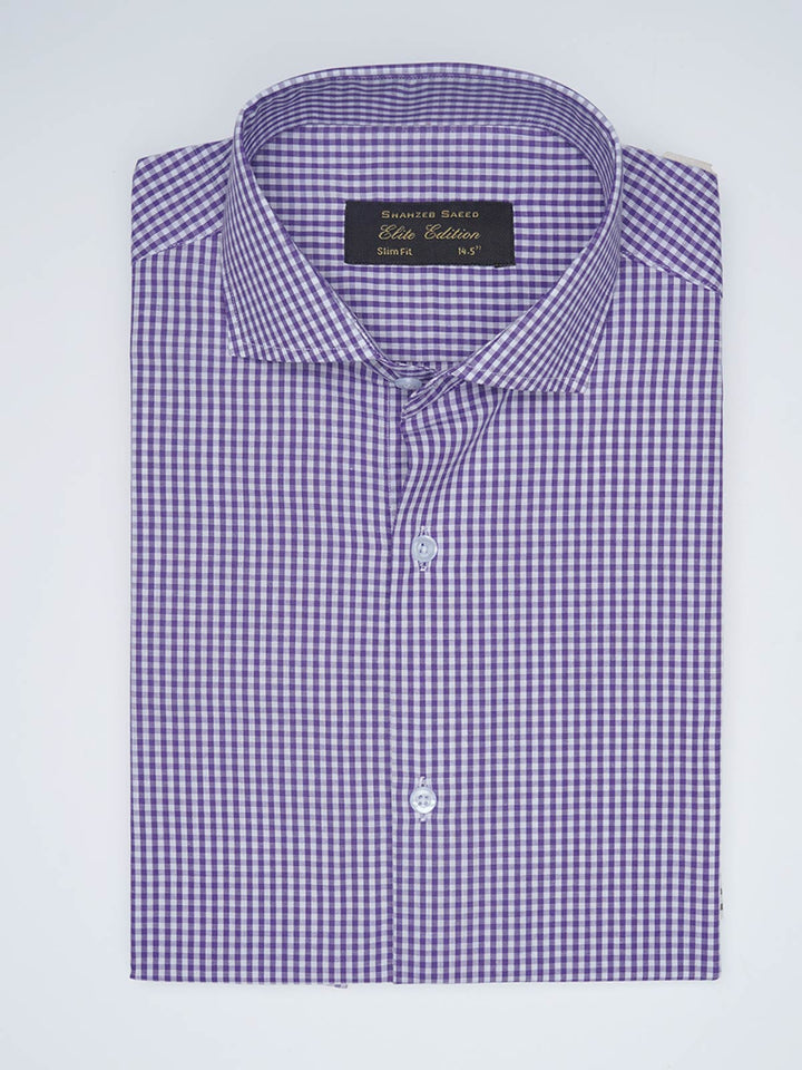 Purple Micro Checkered, Elite Edition, Cutaway Collar Men’s Formal Shirt  (FS-1542)