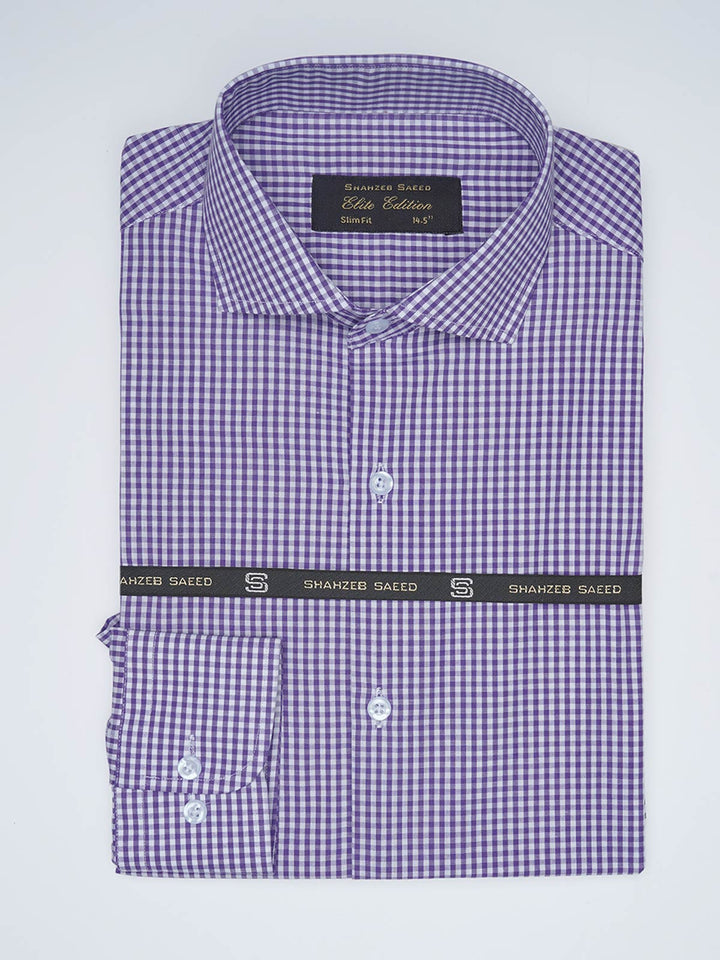 Purple Micro Checkered, Elite Edition, Cutaway Collar Men’s Formal Shirt  (FS-1542)