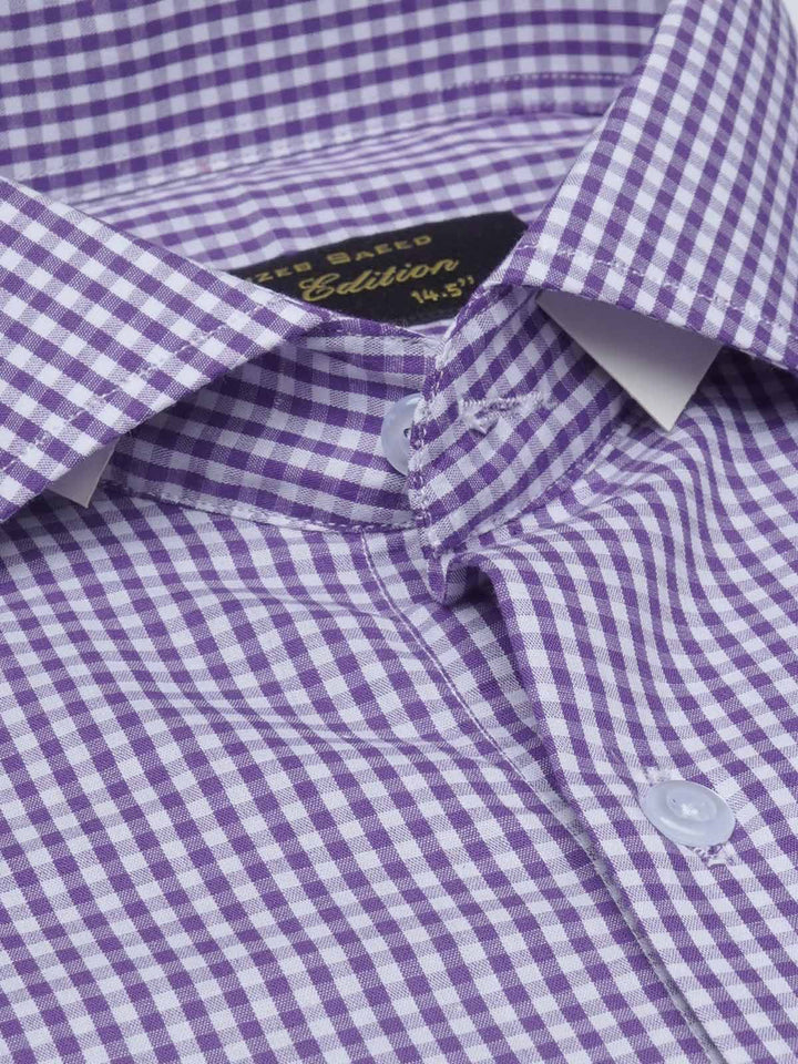 Purple Micro Checkered, Elite Edition, Cutaway Collar Men’s Formal Shirt  (FS-1542)