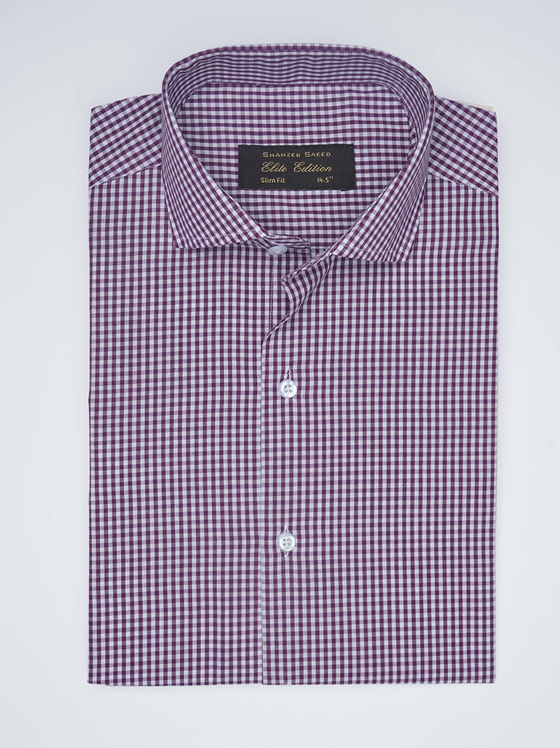 Burgandy Micro Checkered, Elite Edition, Cutaway Collar Men’s Formal Shirt  (FS-1543)