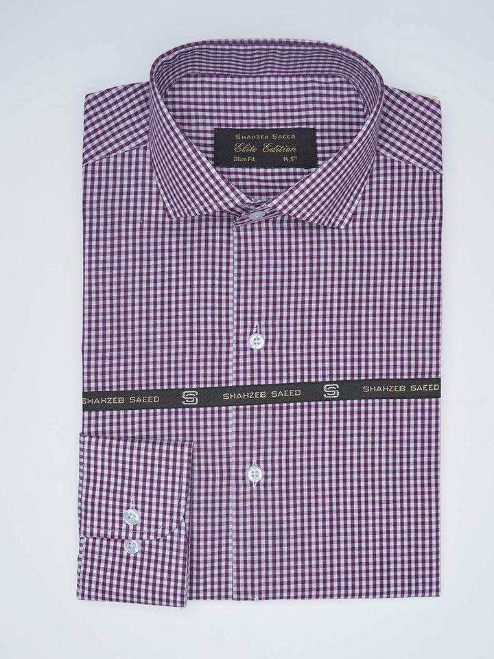 Burgandy Micro Checkered, Elite Edition, Cutaway Collar Men’s Formal Shirt  (FS-1543)