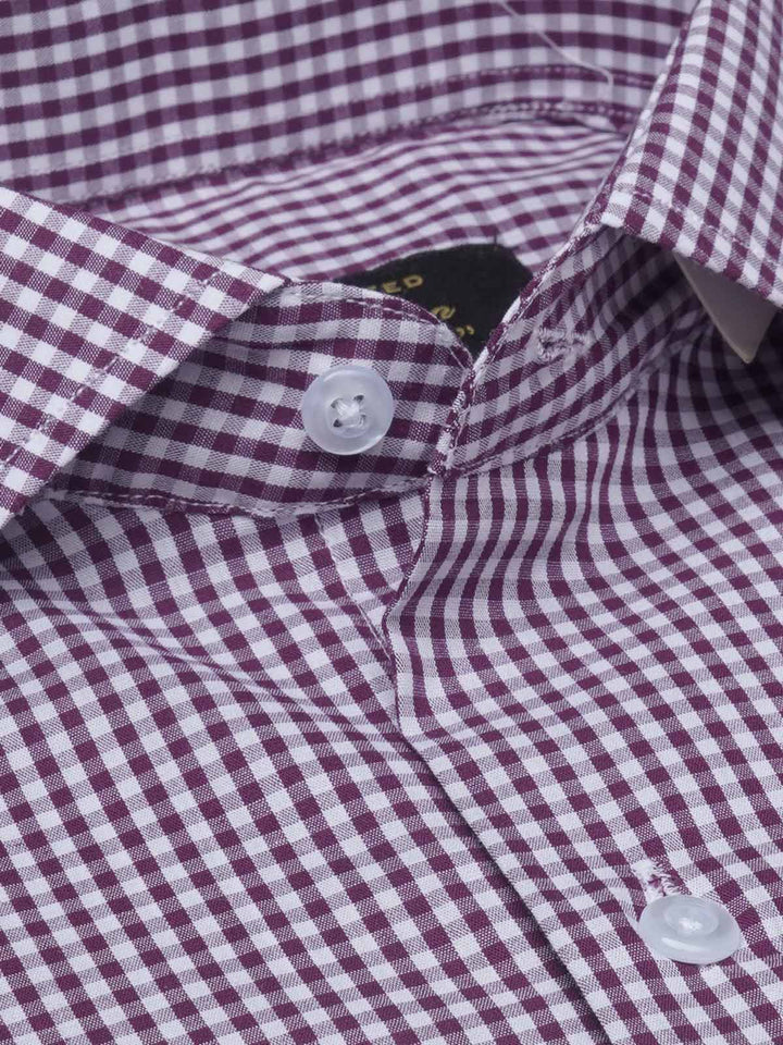 Burgandy Micro Checkered, Elite Edition, Cutaway Collar Men’s Formal Shirt  (FS-1543)