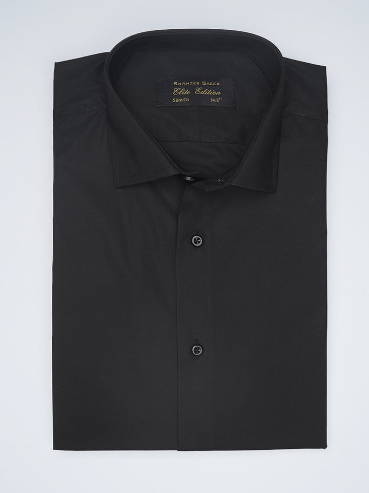 Black Plain, Elite Edition, Cutaway Collar Men’s Formal Shirt  (FS-1544)