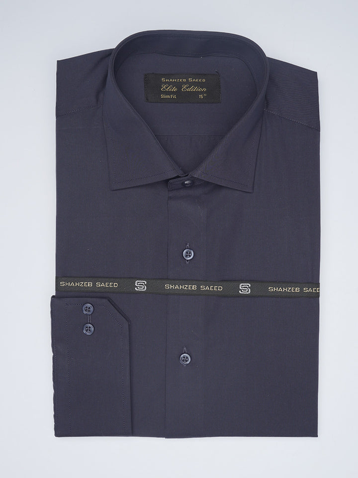 Dark Blue Plain, Elite Edition, Cutaway Collar Men’s Formal Shirt  (FS-1555)