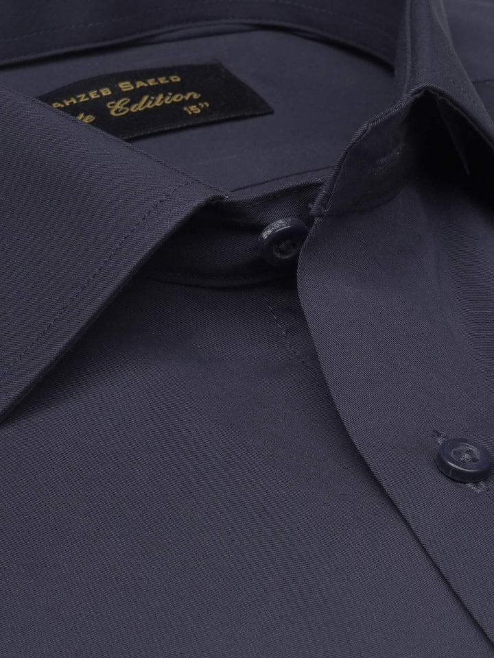 Dark Blue Plain, Elite Edition, Cutaway Collar Men’s Formal Shirt  (FS-1555)