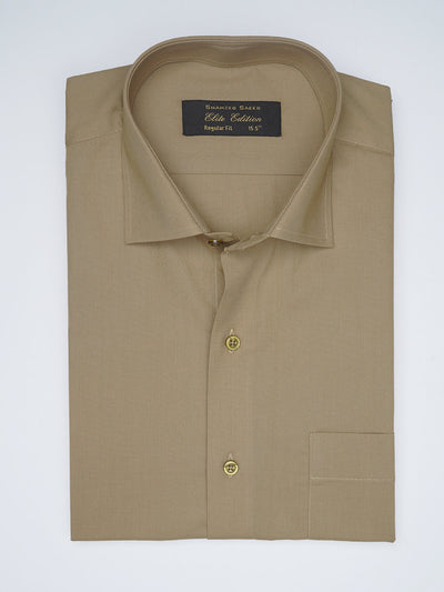 Dark Beige Plain, Elite Edition, Cutaway Collar Men’s Formal Shirt  (FS-1571)