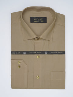 Dark Beige Plain, Elite Edition, Cutaway Collar Men’s Formal Shirt  (FS-1571)