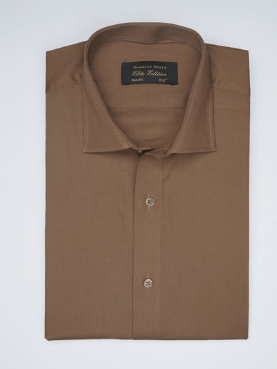 Brown Plain, Elite Edition, Cutaway Collar Men’s Formal Shirt  (FS-1580)