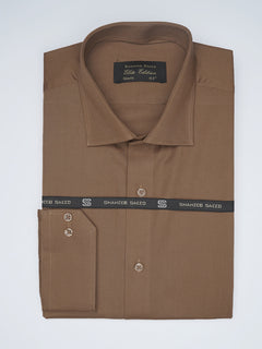 Brown Plain, Elite Edition, Cutaway Collar Men’s Formal Shirt  (FS-1580)