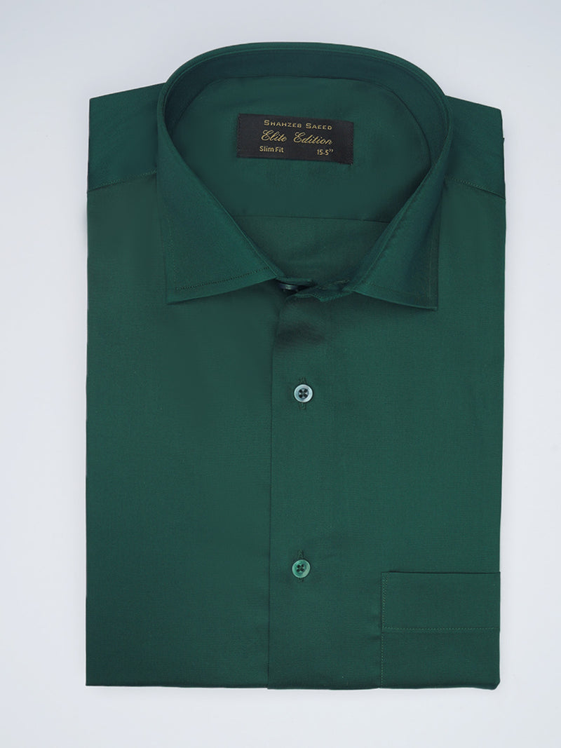 Bottle Green Plain, Elite Edition, Cutaway Collar Men’s Formal Shirt  (FS-1599)
