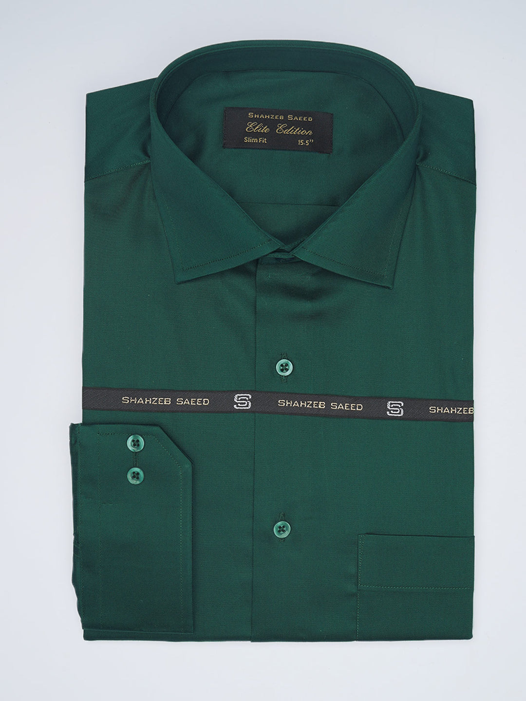 Bottle Green Plain, Elite Edition, Cutaway Collar Men’s Formal Shirt  (FS-1599)