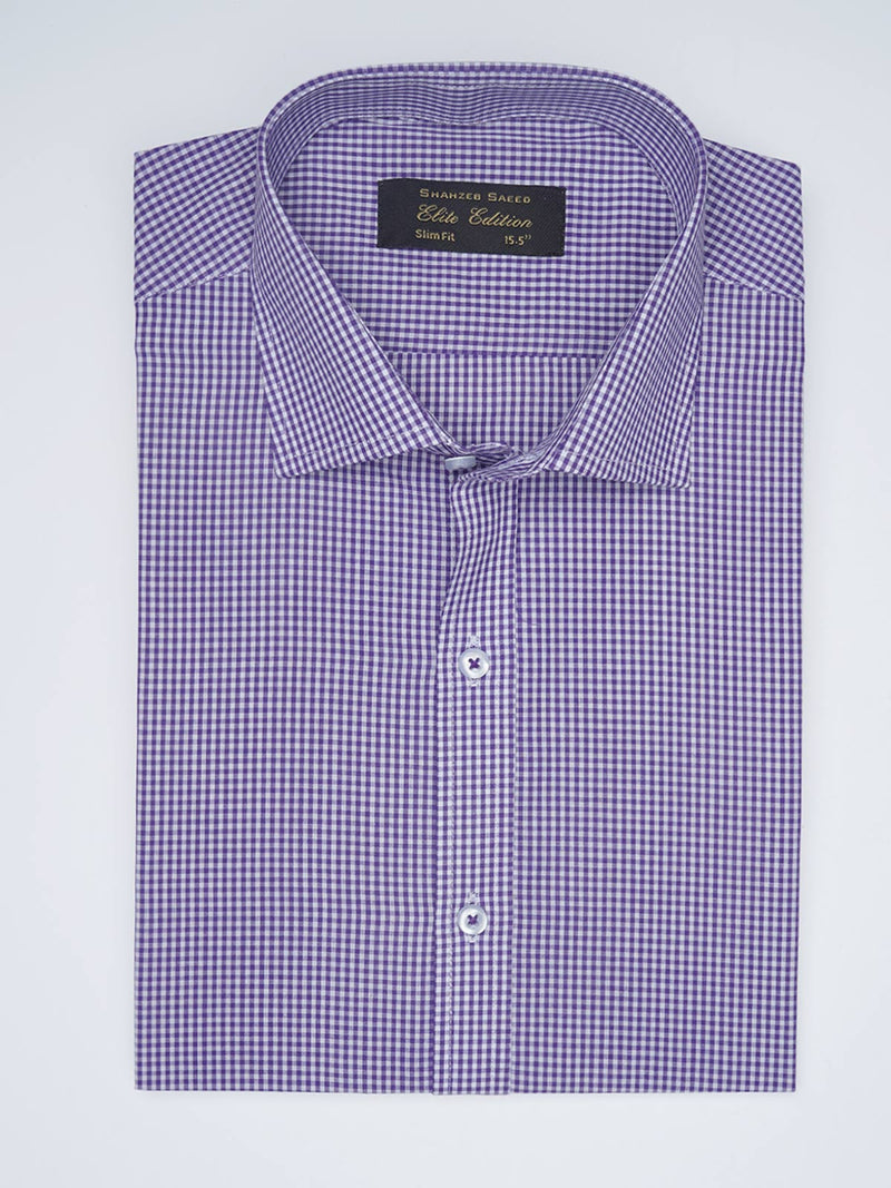 Light Purple Micro Checkered, Elite Edition, Cutaway Collar Men’s Formal Shirt  (FS-1603)
