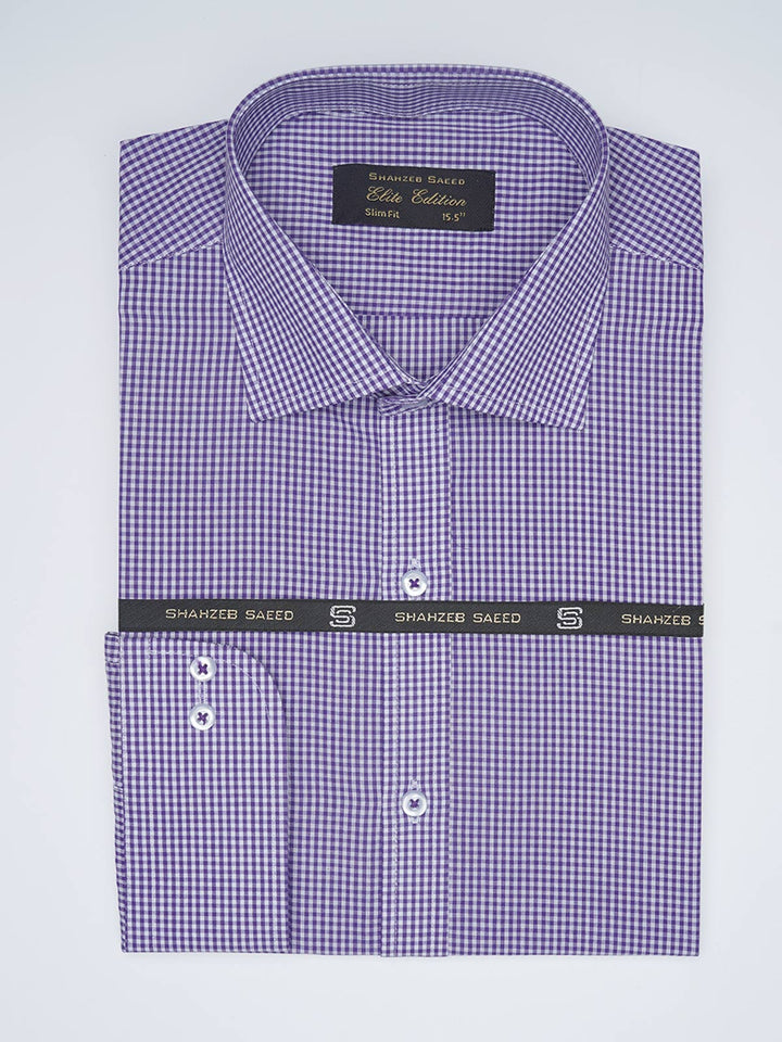 Light Purple Micro Checkered, Elite Edition, Cutaway Collar Men’s Formal Shirt  (FS-1603)