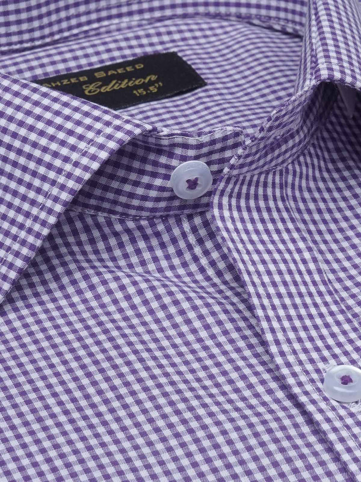 Light Purple Micro Checkered, Elite Edition, Cutaway Collar Men’s Formal Shirt  (FS-1603)