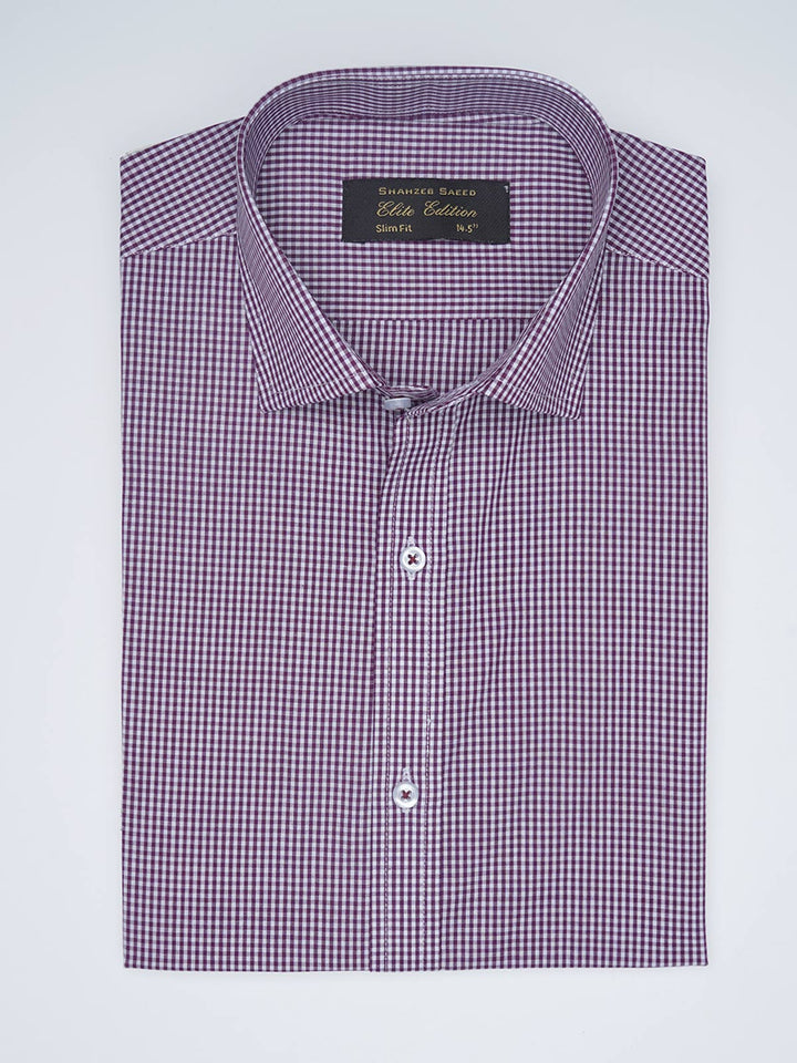 Maroon Micro Checkered, Elite Edition, Cutaway Collar Men’s Formal Shirt  (FS-1605)