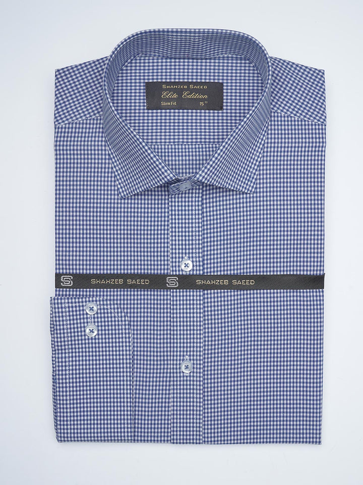 Blue Micro Checkered, Elite Edition, Cutaway Collar Men’s Formal Shirt  (FS-1606)